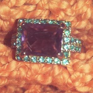 Purple & Turquoise with Silver Ring